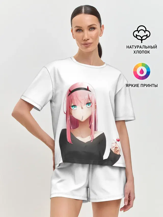 Женская пижама с шортами с принтом «Darling in the FranXX — ZERO TWO — 002»