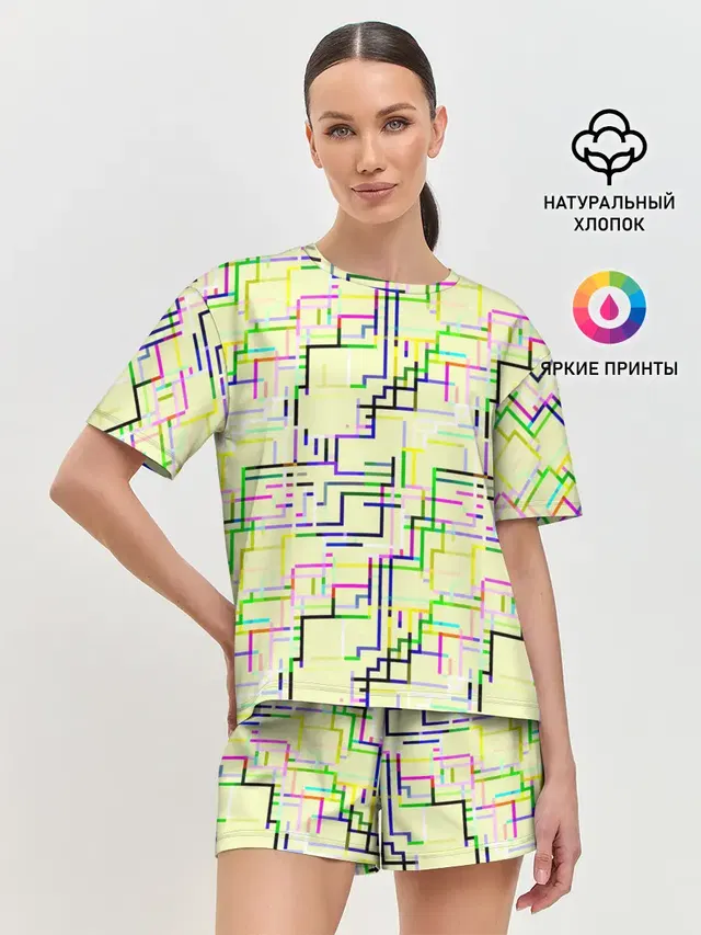 Женская пижама с шортами с принтом «Геометрия — Geometric Color»
