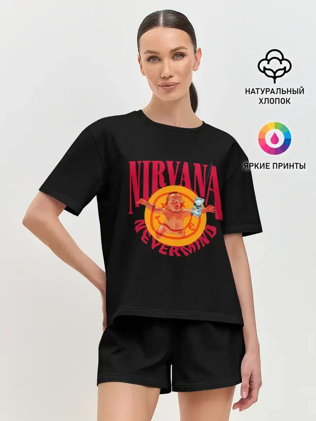 Женская пижама с шортами с принтом «Nevermind»