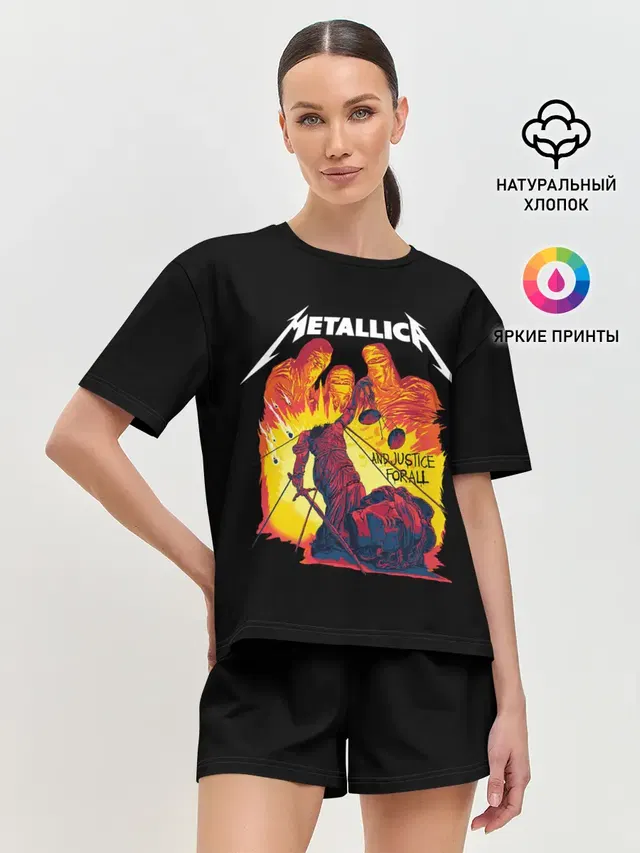Женская пижама с шортами с принтом «Metallica — Justice for all»