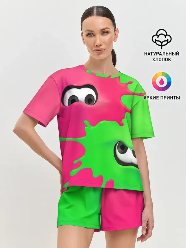 Женская пижама с шортами с принтом «Разные игры — Splatoon»