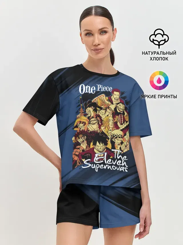 Женская пижама с шортами с принтом «Ван Пис — The Eleven Supernovas»