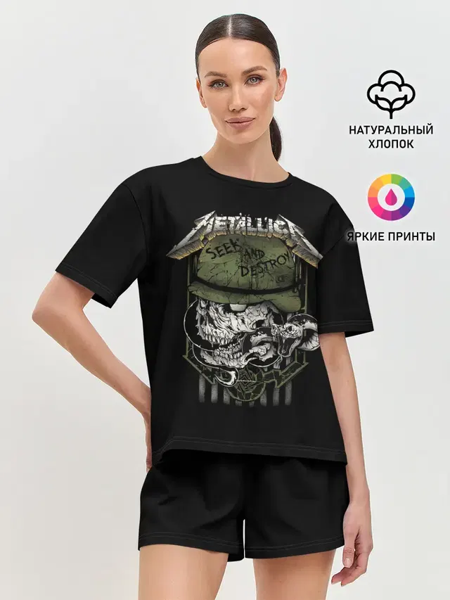 Женская пижама с шортами с принтом «Metallica — Сик энд Дестрой»