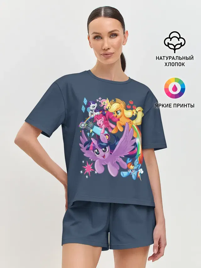 Женская пижама с шортами с принтом «My Little Pony — Пони тим»