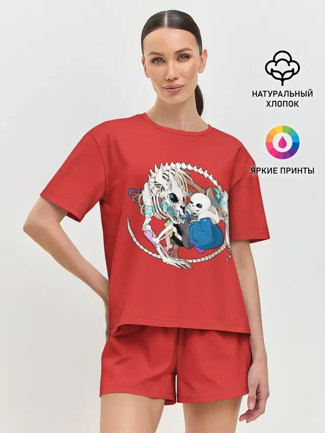 Женская пижама с шортами с принтом «Снас и дракон»