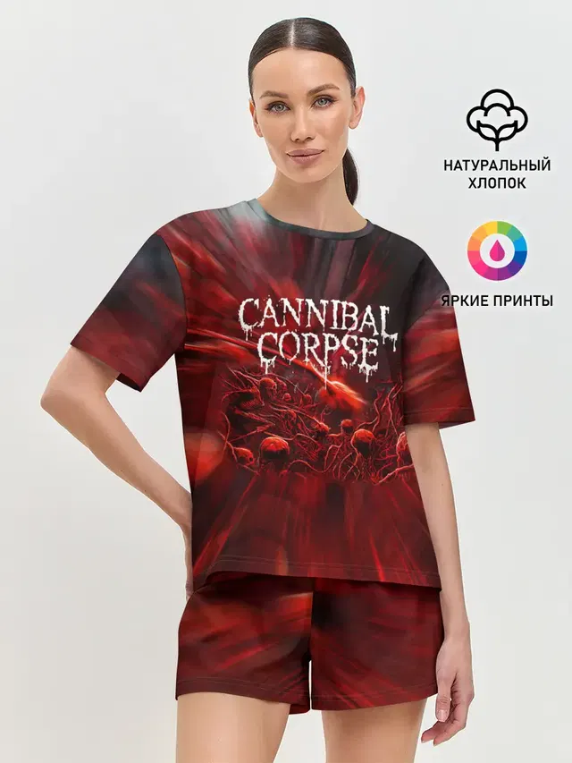 Женская пижама с шортами с принтом «Cannibal Corpse — Blood Cannibal Corpse — Труп Каннибала»
