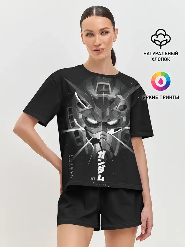 Женская пижама с шортами с принтом «GUNDAM»
