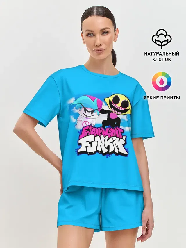 Женская пижама с шортами с принтом «Boyfriend and Monster»