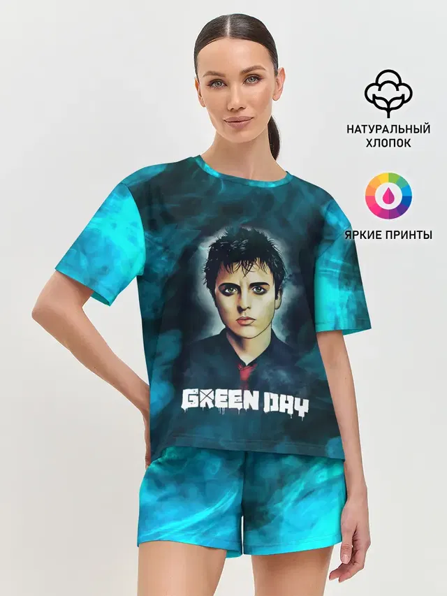 Женская пижама с шортами с принтом «Green Day — Billie — ГринДай»