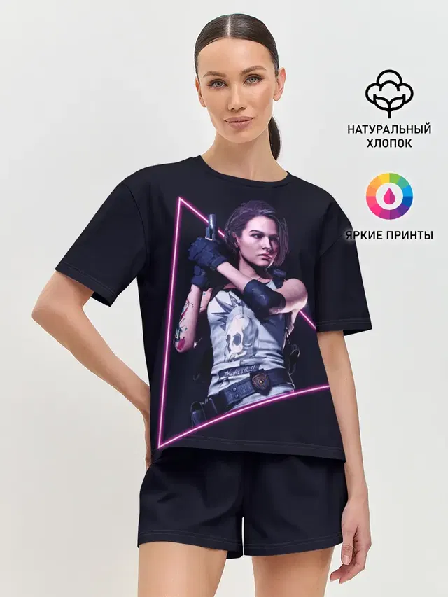 Женская пижама с шортами с принтом «RE3 Jill»