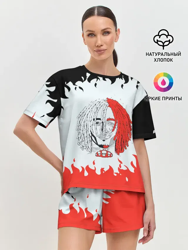 Женская пижама с шортами с принтом «Lil Pump — ЛИЛ ПАМП»