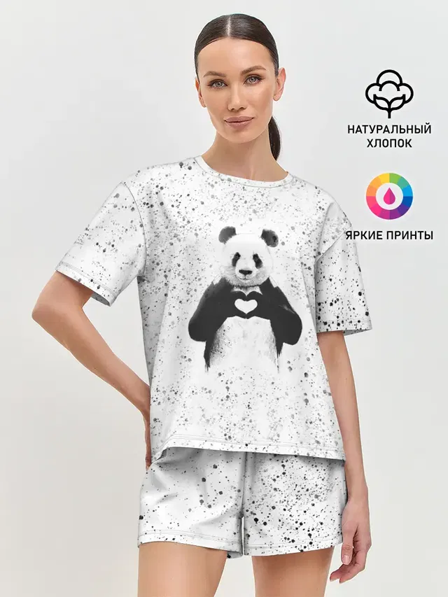 Панда Любовь Сердце Брызги