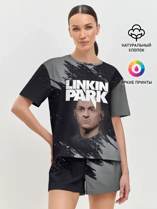 Женская пижама с шортами с принтом «Linkin Park — ЧЕСТЕР»