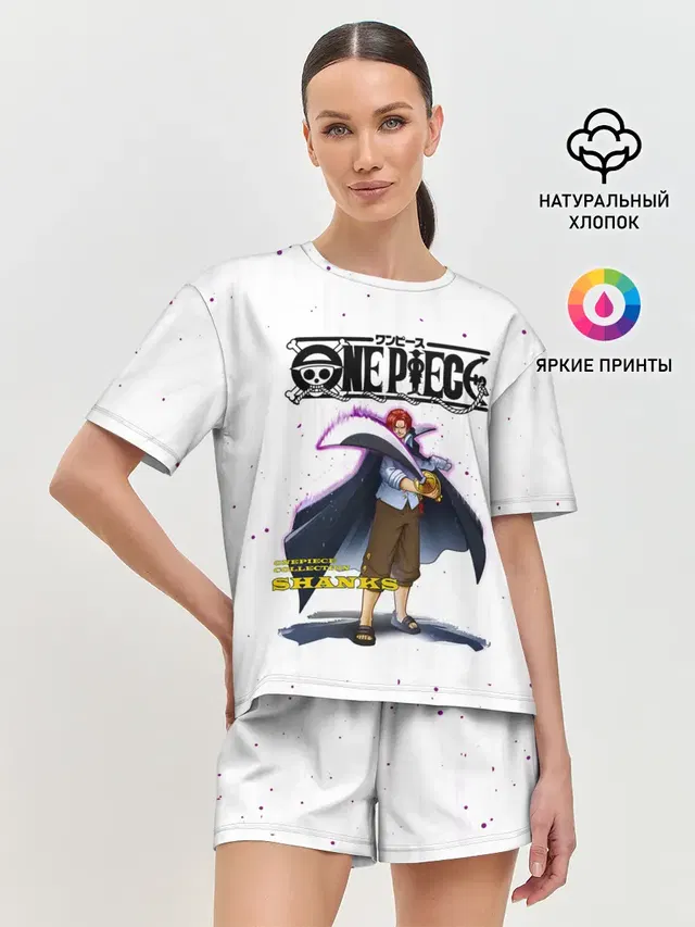 Женская пижама с шортами с принтом «Ван Пис — Шанкс One Piece. Большой куш»