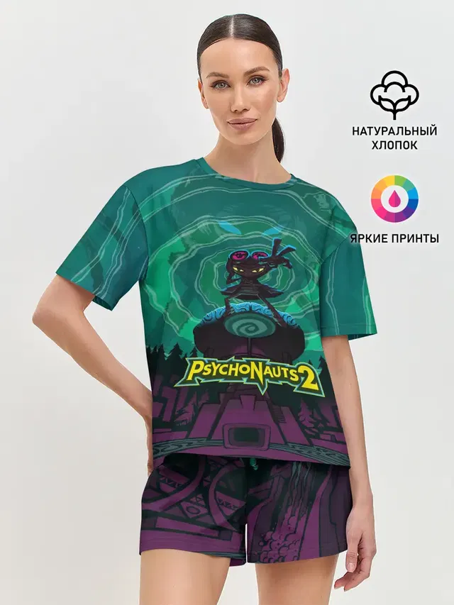 Женская пижама с шортами с принтом «Разные игры — PsychoNauts 2 Рас»