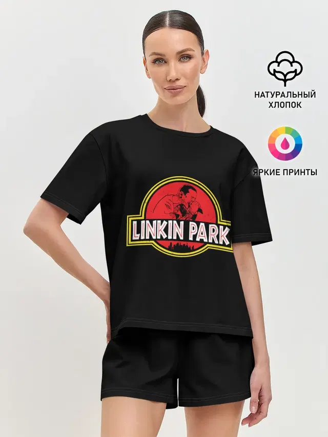 Женская пижама с шортами с принтом «LP x JP»