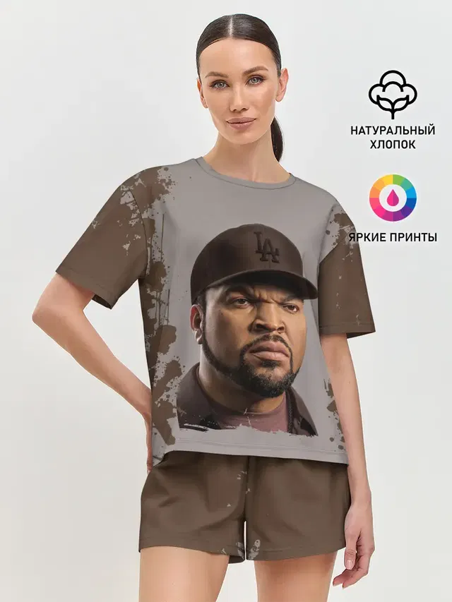 Женская пижама с шортами с принтом «Ice Cube — Айс Куб»