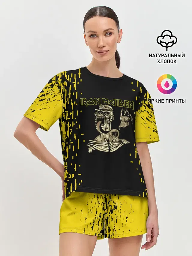 Женская пижама с шортами с принтом «Eddie the Head — АЙРОН МЕЙДЕН»