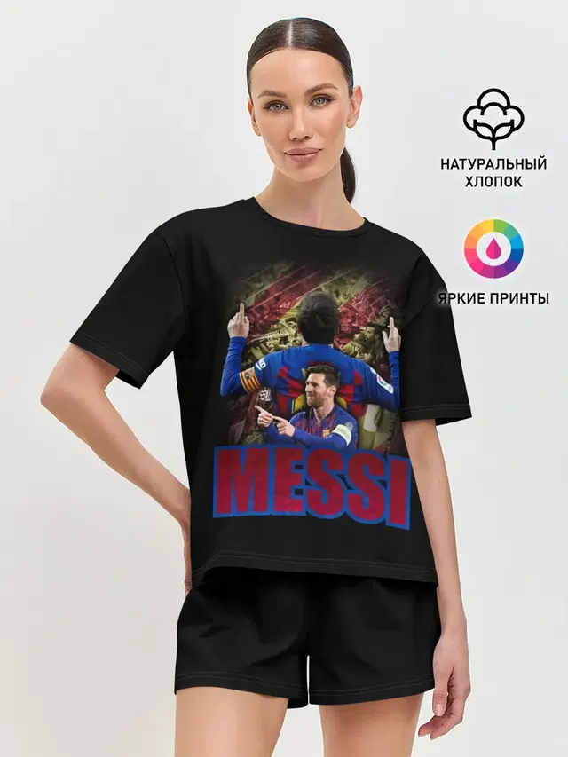 Женская пижама с шортами с принтом «Барселона — МЕССИ — MESSI»