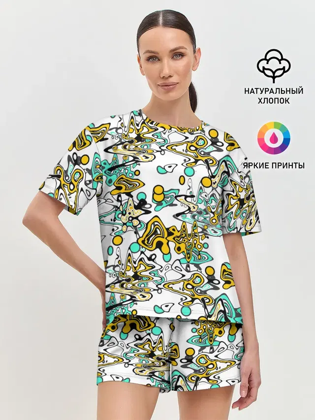 Бирюзово-желтый узор