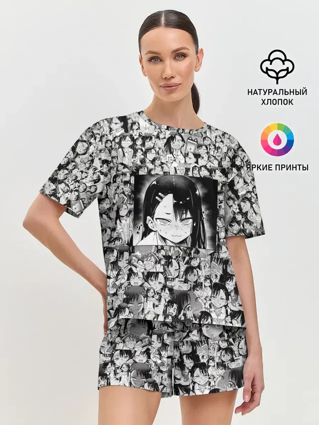 Женская пижама с шортами с принтом «Не издевайся надо мной, Нагаторо — Нагаторо — Nagatoro»