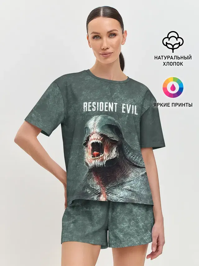 Женская пижама с шортами с принтом «Licker — RESIDENT EVIL 2 — РЕЗИДЕНТ ЕВИЛ»