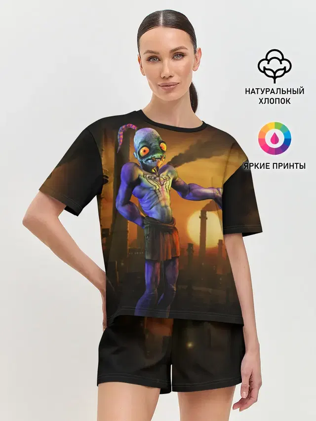 Женская пижама с шортами с принтом «Retro Games — Oddworld»