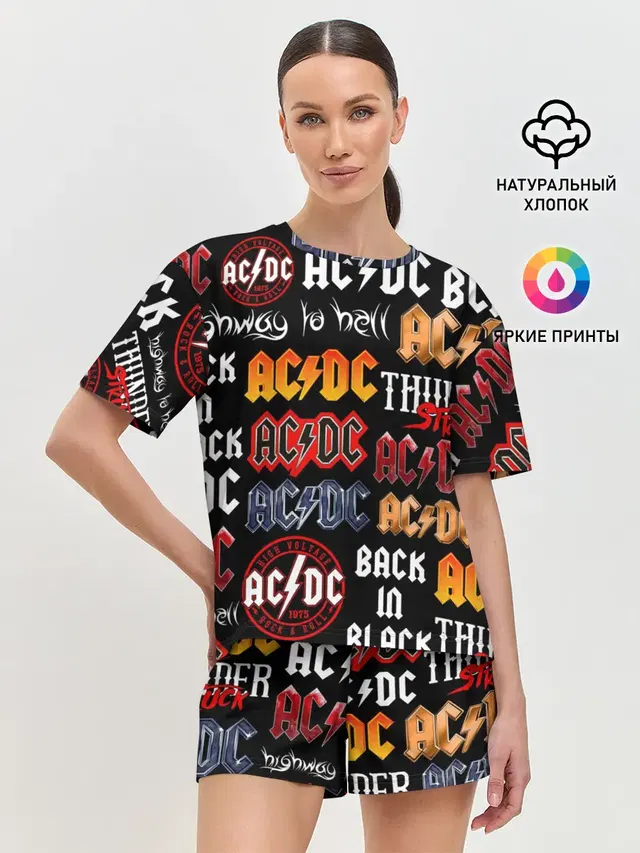 Женская пижама с шортами с принтом «AC/DC — AC DC LOGOBOMBING»