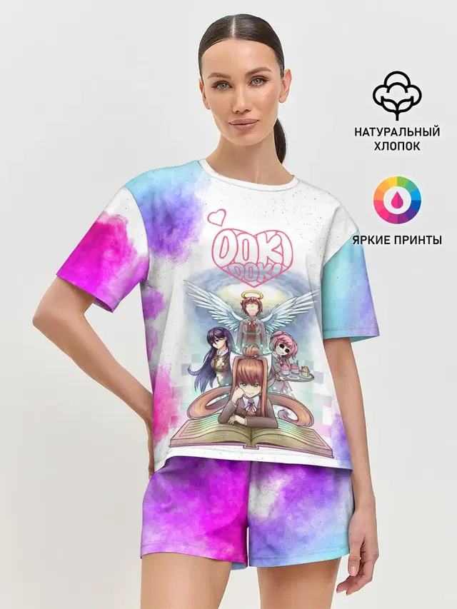 Женская пижама с шортами с принтом «Doki Doki Literature Club — Doki Doki — Доки Доки»
