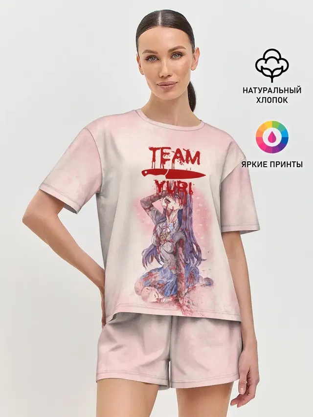Женская пижама с шортами с принтом «Doki Doki Literature Club — Team Yuri — Доки Доки»