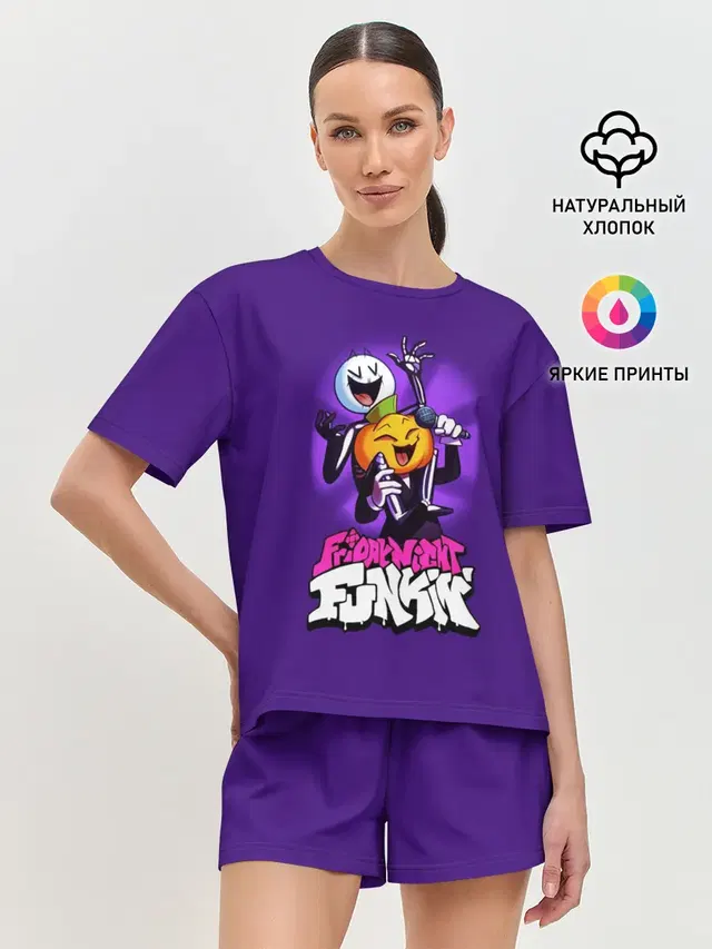 Женская пижама с шортами с принтом «FNF»