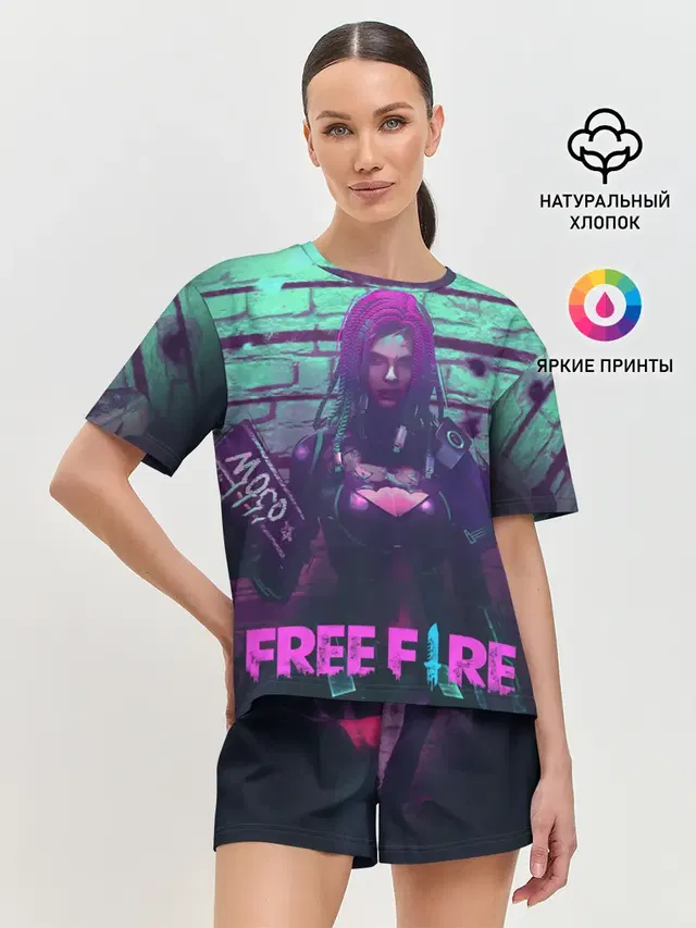 Женская пижама с шортами с принтом «Moco — FREE FIRE»