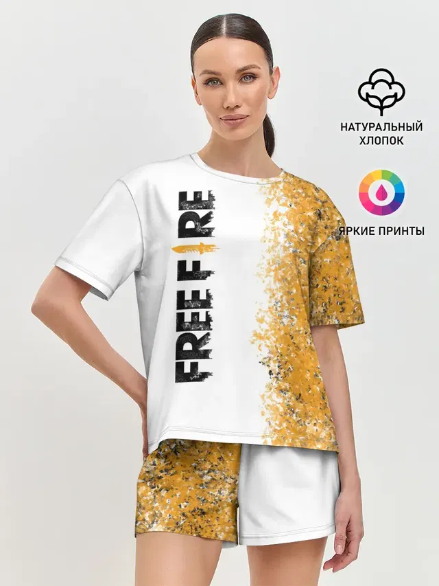 Женская пижама с шортами с принтом «Grunge texture — FREE FIRE»