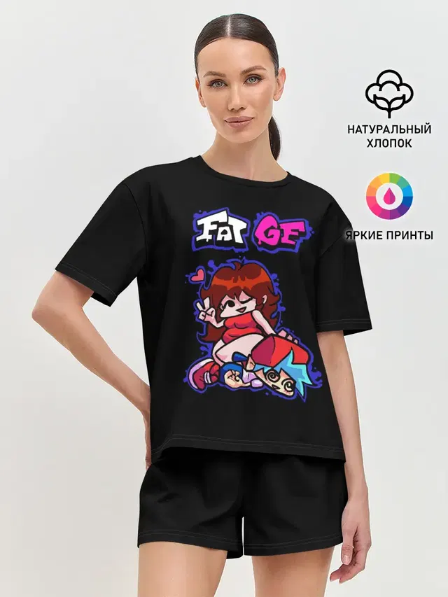 Женская пижама с шортами с принтом «Girlfriend (Friday Night Funkin) — Boyfriend and Girlfriend - FNF»