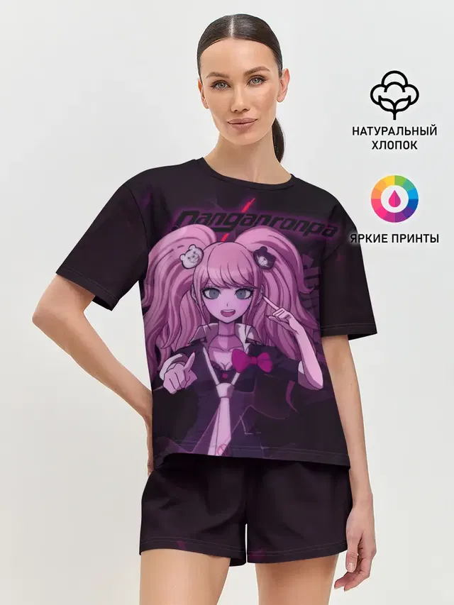 Женская пижама с шортами с принтом «Danganronpa — Джунко Эношима Данганронпа»
