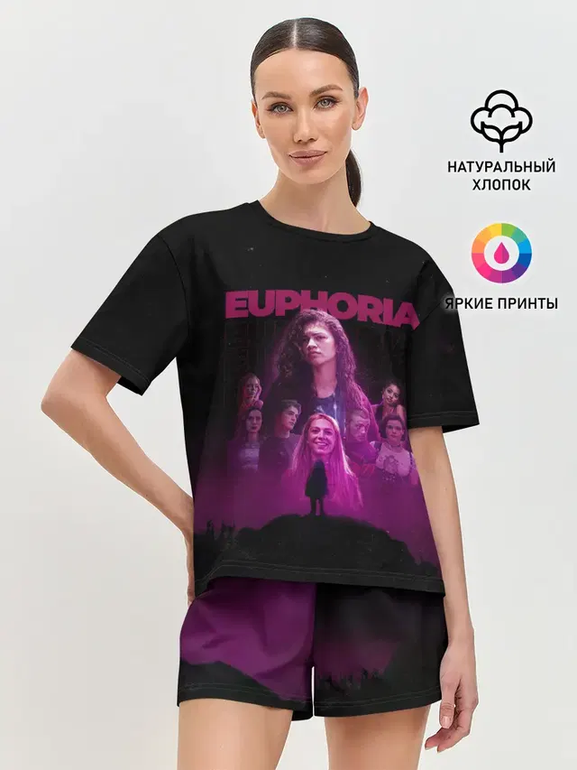 Женская пижама с шортами с принтом «Эйфория — Euphoria team»