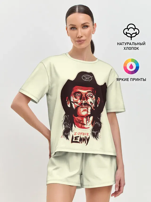 Женская пижама с шортами с принтом «Motorhead — Zombie Lemmy»