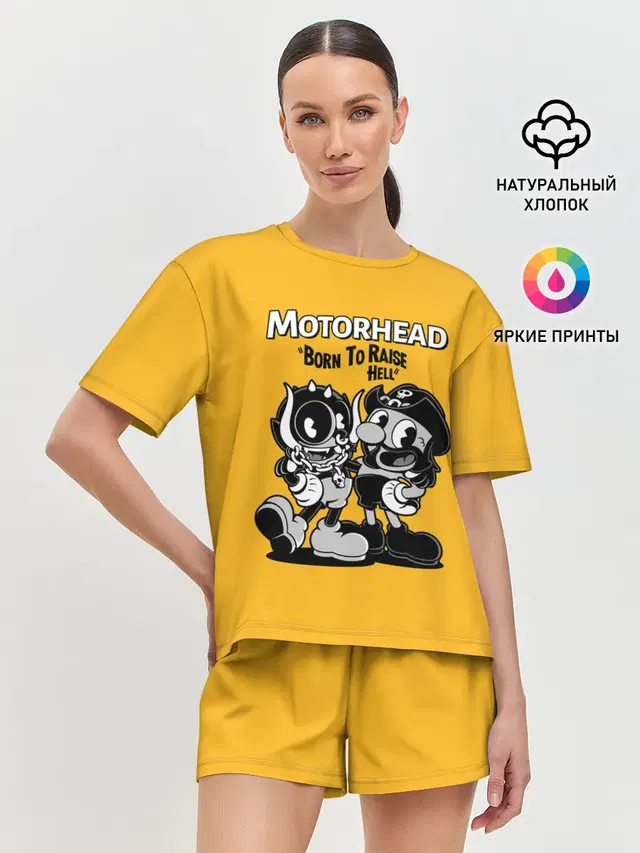 Женская пижама с шортами с принтом «Motorhead — Motorhead x Cuphead»
