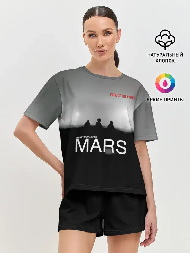 Женская пижама с шортами с принтом «30 Seconds to Mars — Thirty Seconds to Mars - Edge of the Earth»
