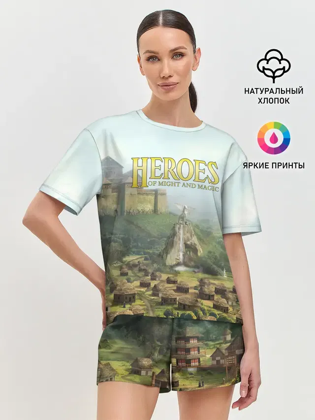 Женская пижама с шортами с принтом «Heroes — Оплот — Heroes of Might and Magic 3»