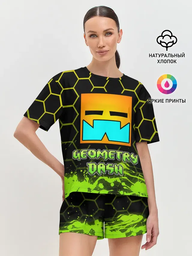 Женская пижама с шортами с принтом «Geometry Dash»