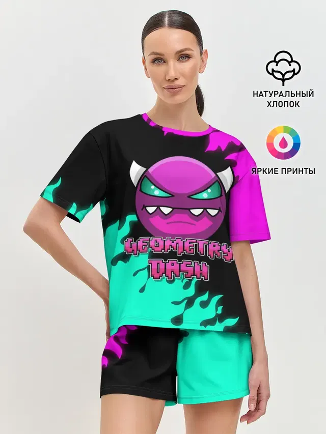 Женская пижама с шортами с принтом «Geometry Dash»