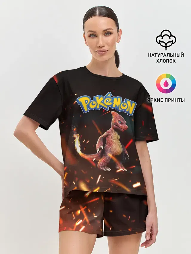 Женская пижама с шортами с принтом «Покемоны — Charizard | Pokemon»
