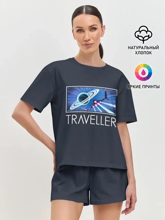 Женская пижама с шортами с принтом «No Mans Sky — Traveller»