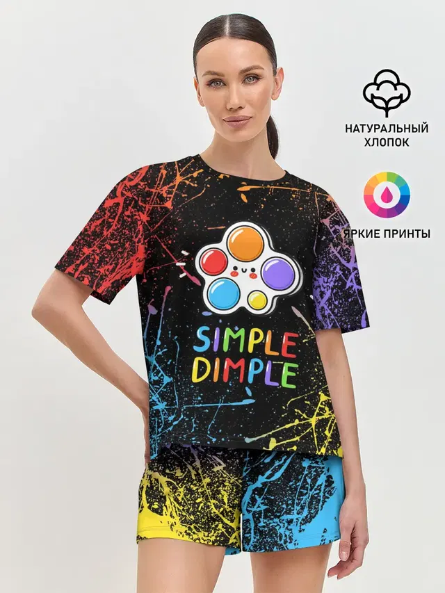 Женская пижама с шортами с принтом «Разные тренды — SIMPLE DIMPLE ИГРУШКА»