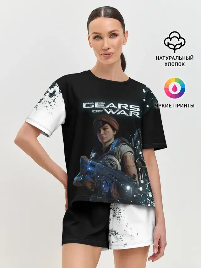 Женская пижама с шортами с принтом «Gears of War — ШЕСТЕРЕНКИ»