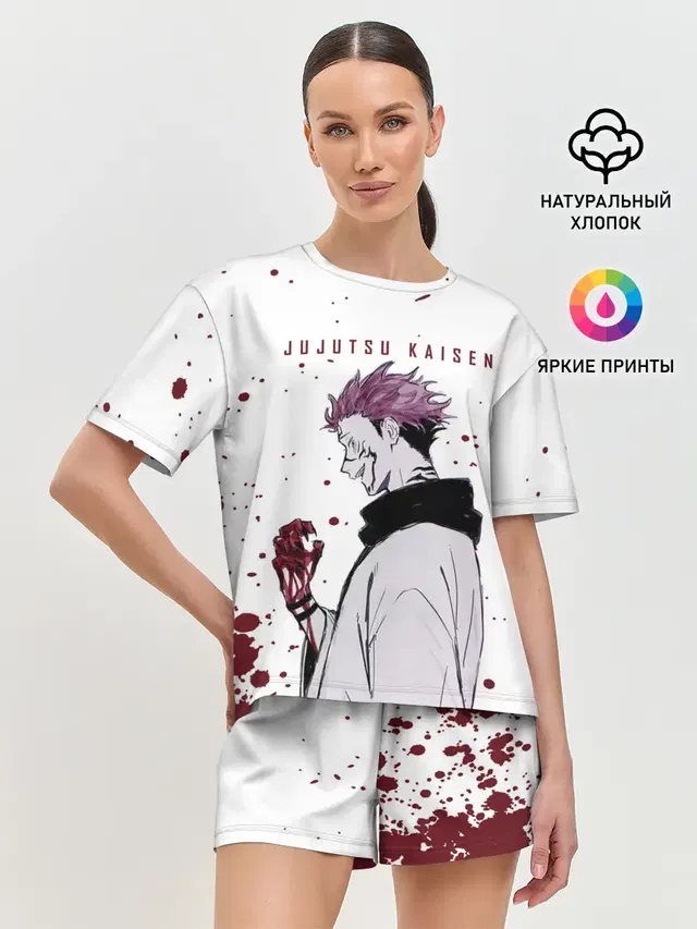 Женская пижама с шортами с принтом «Магическая битва — Ryomen Sukuna Jujutsu Kaisen»