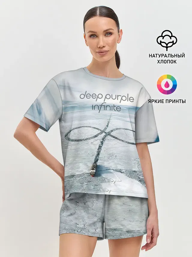 Женская пижама с шортами с принтом «Deep Purple — Infinite - Deep Purple»