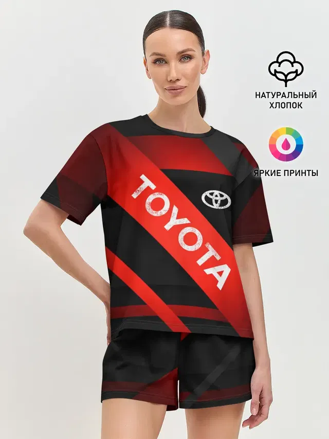 Женская пижама с шортами с принтом «Тойота — TOYOTA LINES»