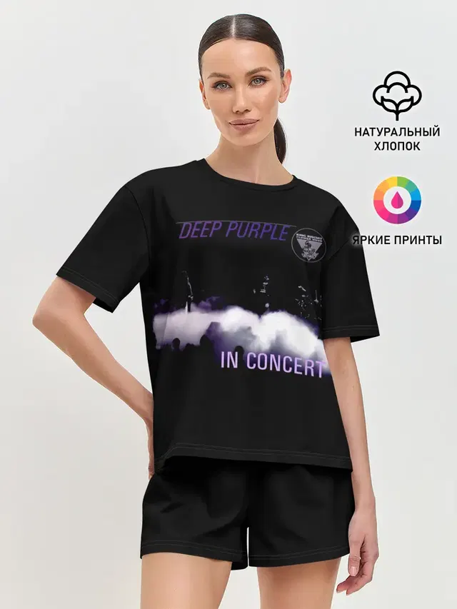 Женская пижама с шортами с принтом «Deep Purple — Live at Long Beach 1976 - Deep Purple»
